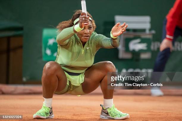 May 31. Serena Williams of the United States in action against Irina-Camelia Begu of Romania on Court Philippe-Chatrier during the first round of the...
