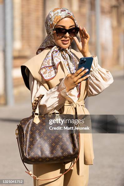 Kishama Meridian wears a Zara jacket and pant with Louis Vuitton