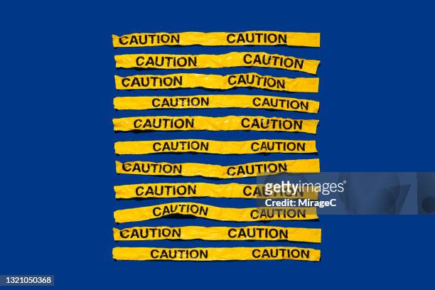 crumpled caution cordon stripes - exclusion concept stock pictures, royalty-free photos & images