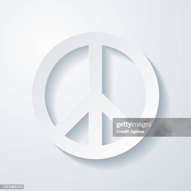 peace. icon with paper cut effect on blank background - hippie protest stock illustrations