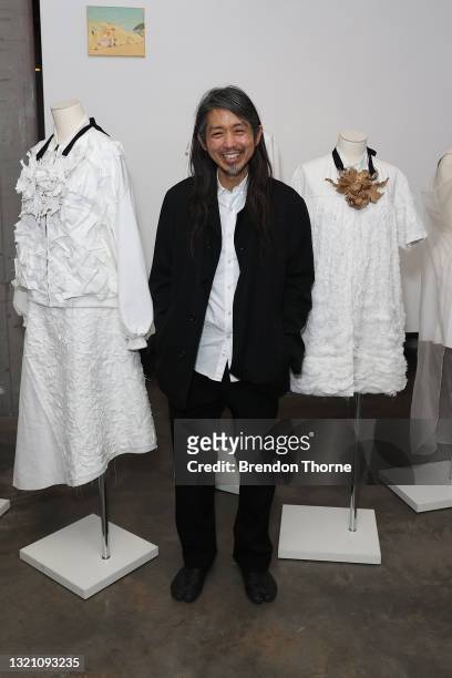Designer Akira Isogawa poses during the Akira presentation during Afterpay Australian Fashion Week 2021 Resort '22 Collections at Verge Gallery,...