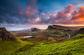 Sunset at the Quiraing on the Isle of Skye in Scotland