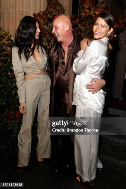 Jessica Gomes, Michael Lo Sordo and Georgia Fowler attend the Michael Lo Sordo show during Afterpay Australian Fashion Week 2021 Resort '22...