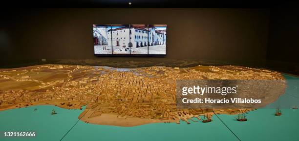 Model of the city of Lisbon before the earthquake of 1755, with the 3D reconstruction of some of its urban centers and most famous buildings on...