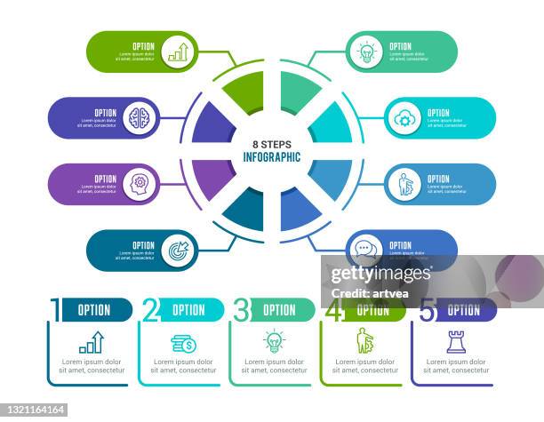 stockillustraties, clipart, cartoons en iconen met infographic elementen - getal 8