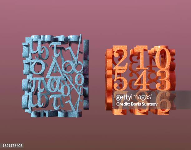 numbers and mathematical symbols - pi stock-fotos und bilder