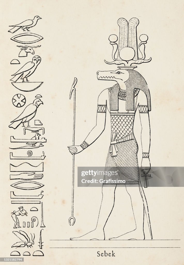 Ancient Egyptian Hieroglyph Of Deity Sebek High-Res Vector Graphic ...