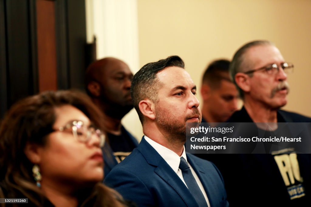 Michael Mendoza, 37, attends a press conference with legislators and advocates who are encouraging the California Assembly to pass Assembly Constitutional Amendment (ACA) 6, an amendment that would restore voting rights to the formerly incarcerated, at th