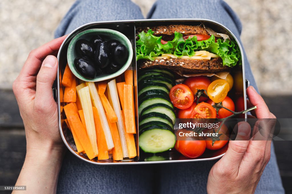 Woman having healthy lunch