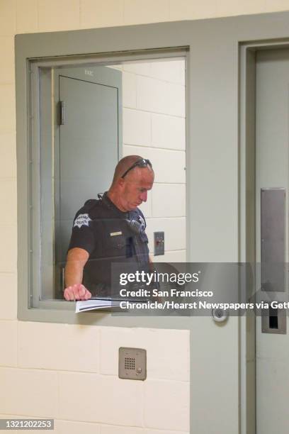 An officer stands by at the Fresno County Juvenile Hall in Fresno, California, on Tuesday, Sept. 17, 2019.
