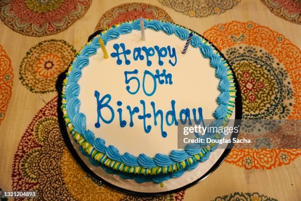 happy 50th birthday cake - 50th birthday cake stock pictures, royalty-free photos & images