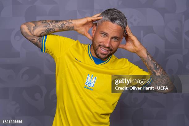 Marlos of Ukraine poses during the official UEFA Euro 2020 media access day on May 31, 2021 in Kharkov, Ukraine.