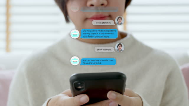 Online virtual chatbot support customer chat e-commerce mobile phone.