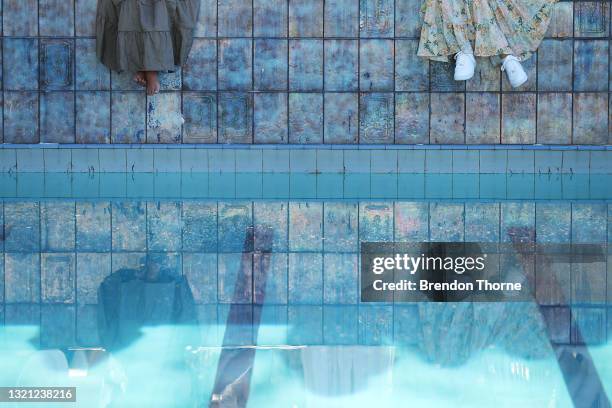 Model prepares backstage ahead of the We Are Kindred show during Afterpay Australian Fashion Week 2021 Resort '22 Collections at Villa Orme on June...