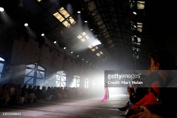 Model walks the runway during the Yousef Akbar show during Afterpay Australian Fashion Week 2021 Resort '22 Collections at Carriageworks on June 02,...