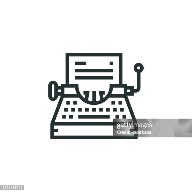 typewriter line icon - typewriter keys stock illustrations