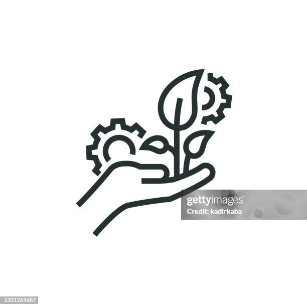 ilustrações de stock, clip art, desenhos animados e ícones de sustainable development line icon - empresa socialmente responsável