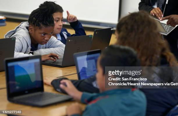 Students in Lynne Martin's 5th grade class study math using Chromebooks at Markham Elementary School in Oakland, Calif. On Thursday, Sept. 5, 2019....