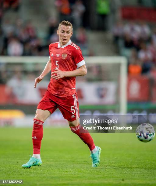 Andrey Semenov of Russia in action during the international friendly match between Poland and Russia at the Municipal Stadium on June 01, 2021 in...