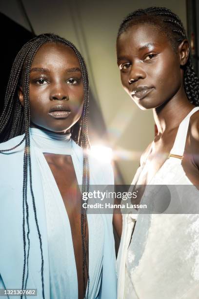 Model prepares backstage ahead of the KITX show during Afterpay Australian Fashion Week 2021 Resort '22 Collections at Carriageworks on June 02, 2021...