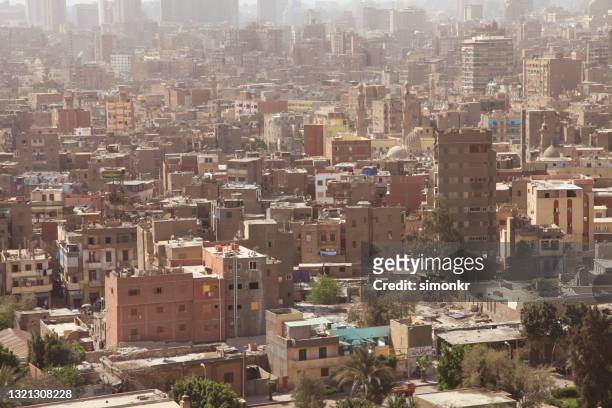view of crowded cityscape in cairo - ancient egypt house stock pictures, royalty-free photos & images