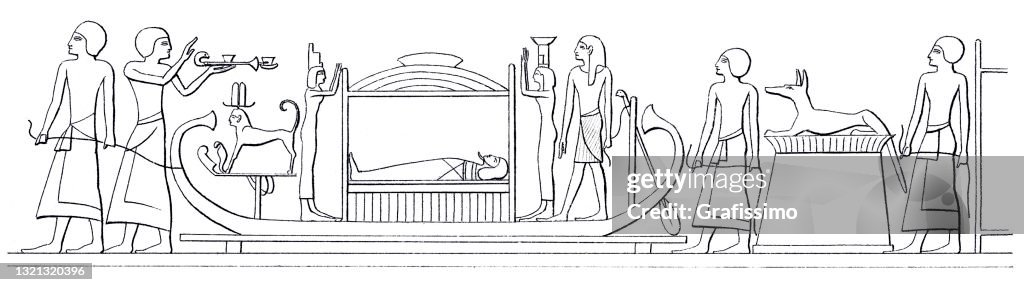 Egyptian hieroglyphics of the judgement of the dead in Egypt