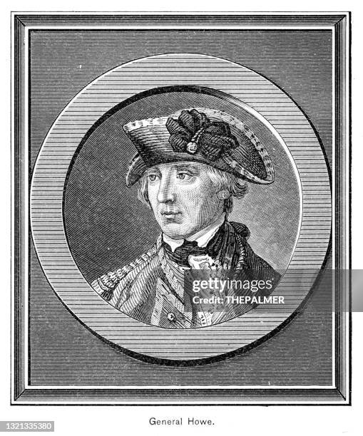 ilustrações, clipart, desenhos animados e ícones de general william howe comandante militar britânico gravando 1895 - commander of us forces