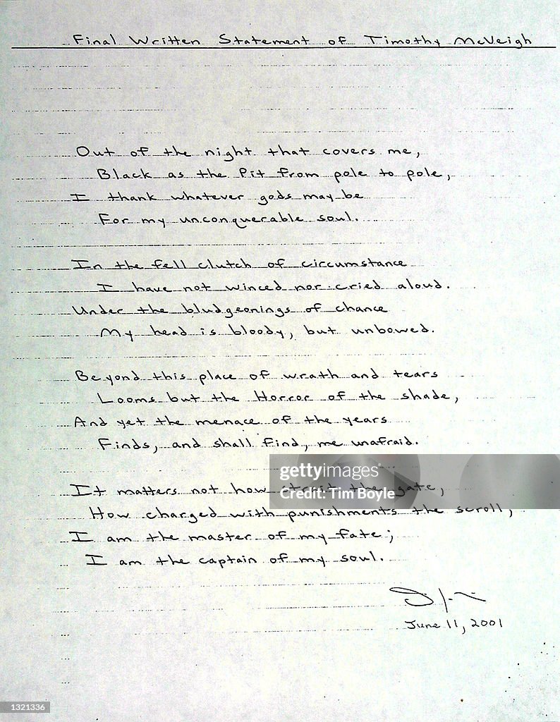 A Copy Of Oklahoma City Bomber Timothy McVeigh s Final Written News a-copy-of-oklahoma-city-bomber-timothy-mcveigh-s-final-written-news