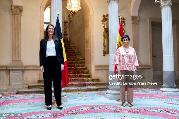 The Minister of Foreign Affairs, European Union and Cooperation, Arancha Gonzalez Laya , receives her Belgian counterpart, Sophie Wilmès , at the...