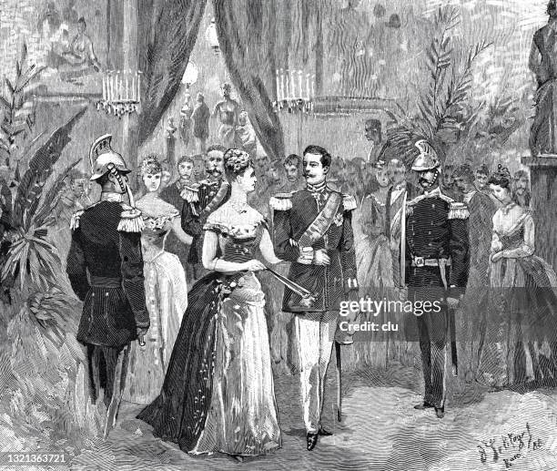 german emperor wilhelm ii and his wife in rome, festive evening on the capitol - wilhelm ii stock illustrations