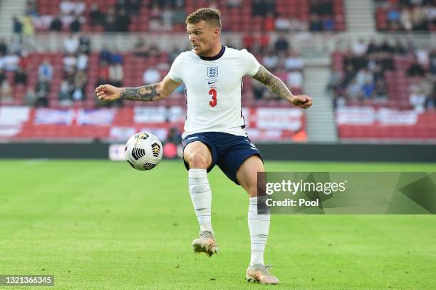 Kieran Trippier of England controls the ball during the international friendly match between England and Austria at Riverside Stadium on June 02,...