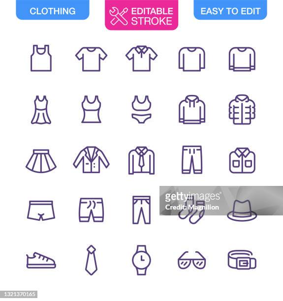 clothing icons set - all shirts stock illustrations