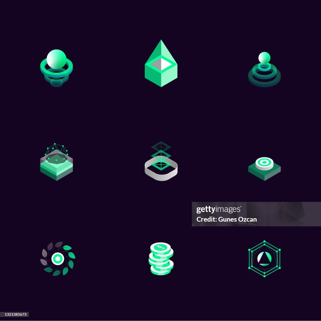 Isometric Fintech Icon Set - Cryptocurrency Icons
