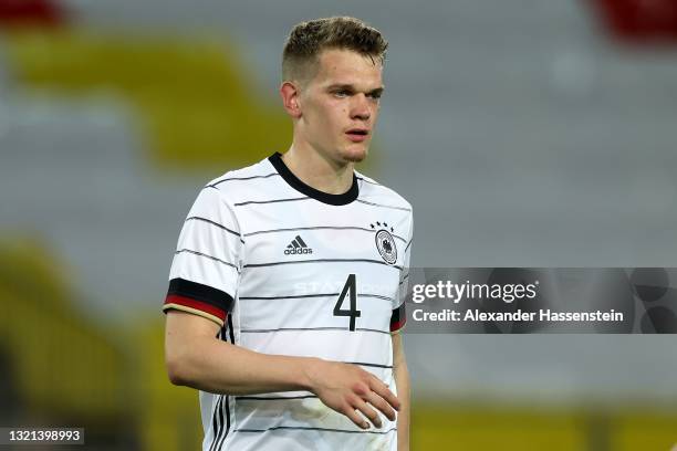 Matthias Ginter of Germany looks on during the international friendly match between Germany and Denmark at Tivoli Stadion on June 02, 2021 in...