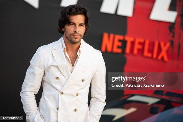 Mario Casas attends 'Xtremo' premiere at Madrid Race drive-in on June 02, 2021 in Madrid, Spain.