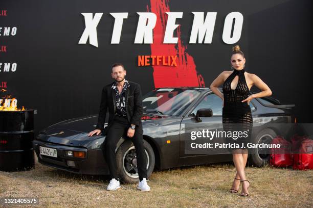 Teo Garcia and Andrea Duro attend 'Xtremo' premiere at Madrid Race drive-in on June 02, 2021 in Madrid, Spain.