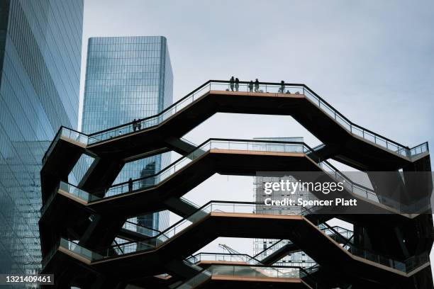 The Vessel stands in Hudson Yards days after its reopening on June 02, 2021 in New York City. The 150-foot modernist structure, a tourist destination...