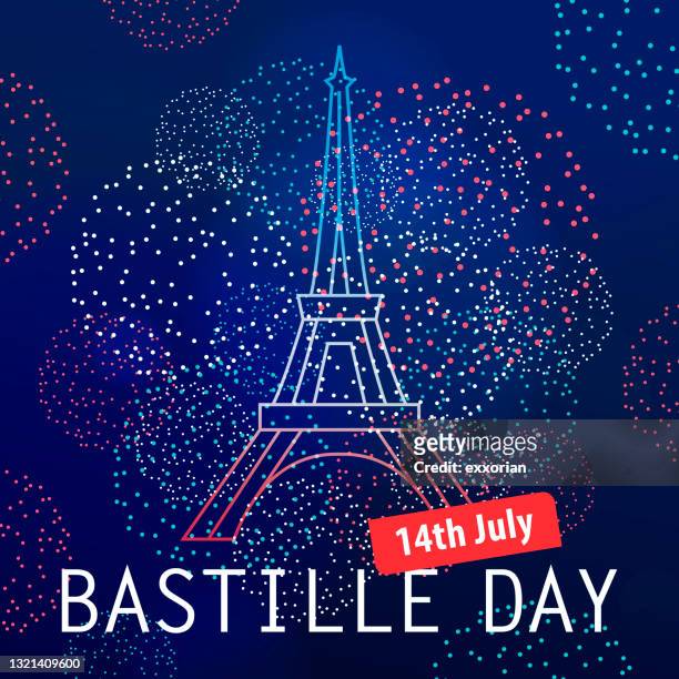 bastille day firworks display - bastille paris stock illustrations