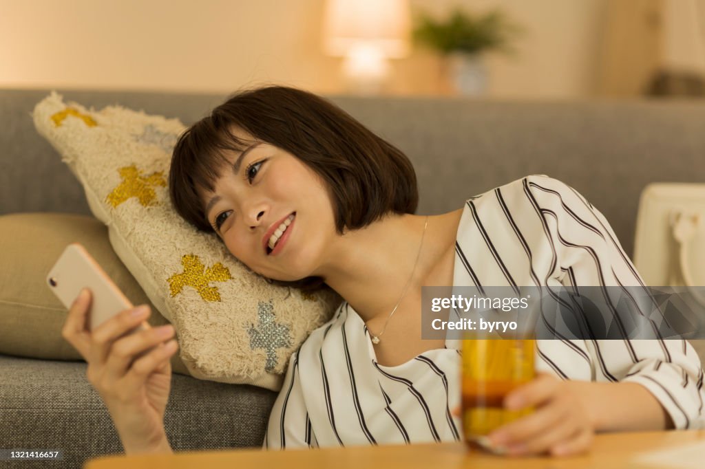 Young woman spending time at home