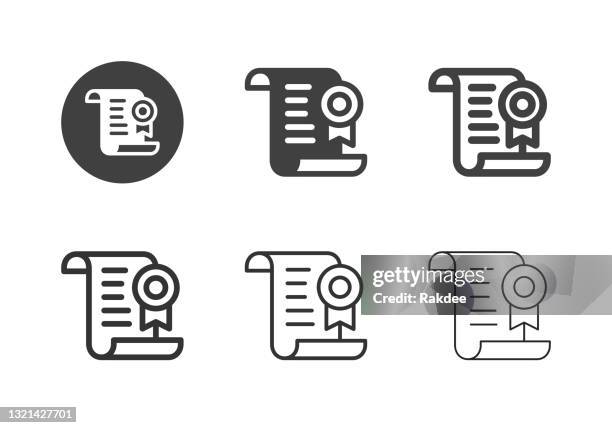 ilustrações de stock, clip art, desenhos animados e ícones de award certificate icons - multi series - certification-icon
