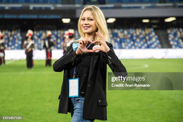 In this image released on June the 2nd, the actresses Anna Falchi during the match honoring soccer player Diego Armando Maradona on May 24, 2021 in...