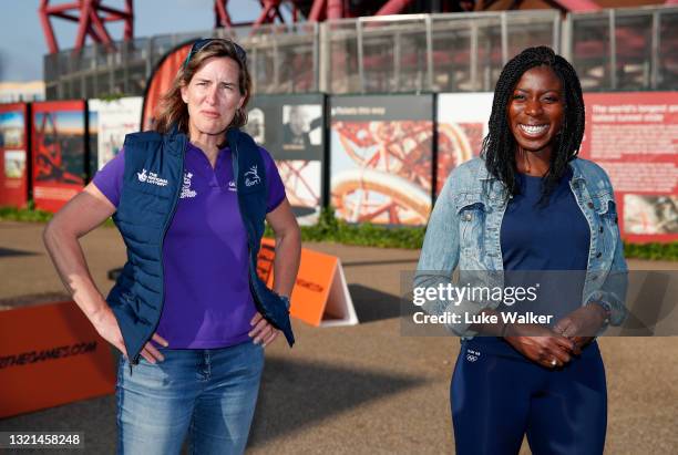 Dame Katherine Grainger and Olympian Christine Ohuruogu talk to Badu Sports athletes during the media launch of From Home 2 the Games at Queen...