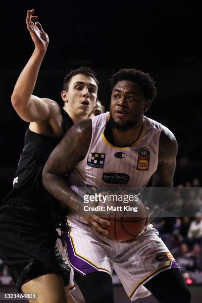 Jarell Martin of the Kings holds the ball during the round 21 NBL match between the Illawarra Hawks and the Sydney Kings at WIN Entertainment Centre,...
