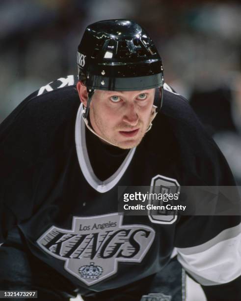 Wayne Gretzky, Captain and Center for the Los Angeles Kings looks on during the NHL Western Conference Pacific Division game against the Mighty Ducks...