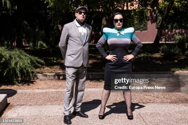 The musical group, Fangoria, pose after an interview for Europa Press, in the Pablo Sorozabal Gardens, on 3 June, 2021 in Madrid, Spain. The band...