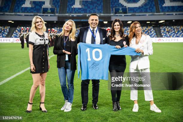 In this image released on June the 2nd,the model Sofia Bruscoli with actresses Anna Falchi and Manuela Arcuri and TV host Veronica Maya during the...