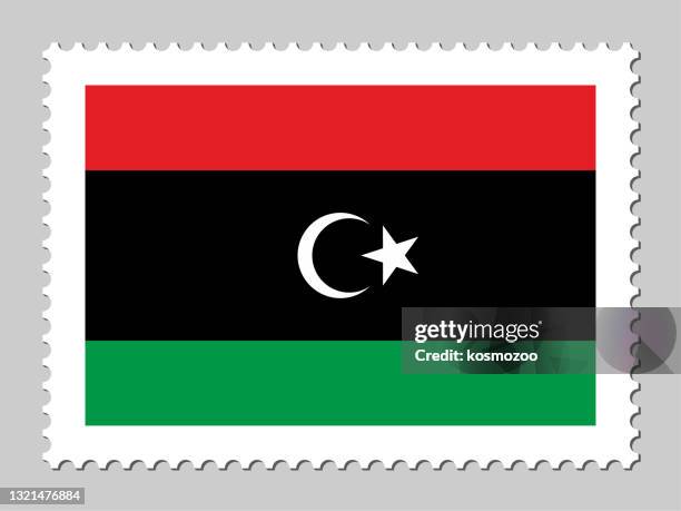 libya flag postage stamp - libya flag stock illustrations