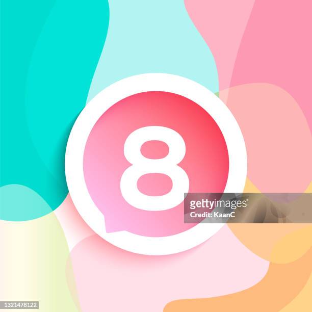 step number stock illustration on abstract background, speech bubble line vector - 9 circle diagram stock illustrations