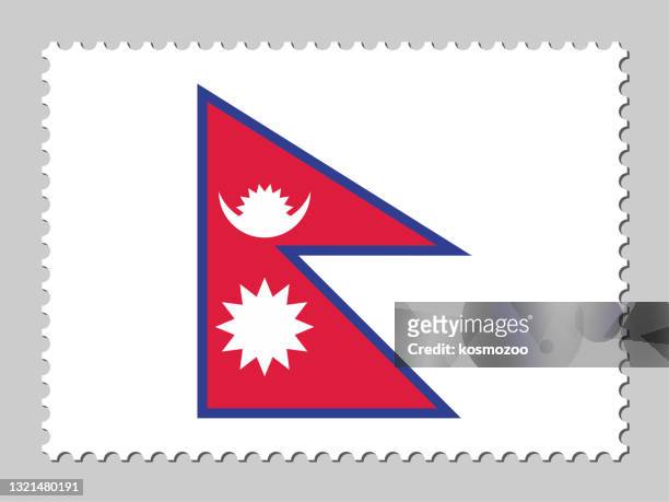 nepal flag postage stamp - nepal flag stock illustrations