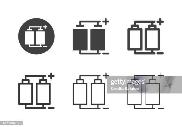 parallel circuit battery icons - multi series - parallel circuit stock illustrations